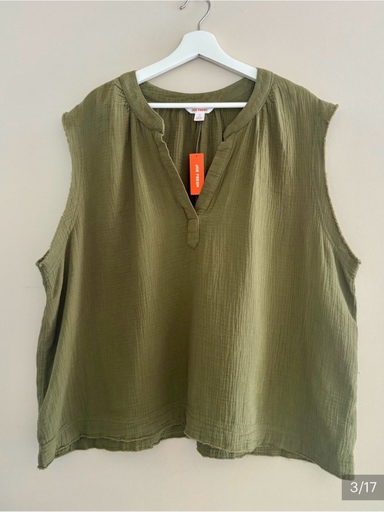 Joe Fresh Tops - Joe Fresh Women’s Size 1X Olive-Green V-Neck Tank 100% Cotton Casual Top